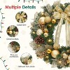 TackView Christmas Wreath for Front Door with Gold Bowknot, Artificial Pre-Decorated Holiday Accent with Ball Ornaments, Ribbons, Pine Cones - 3 of 4