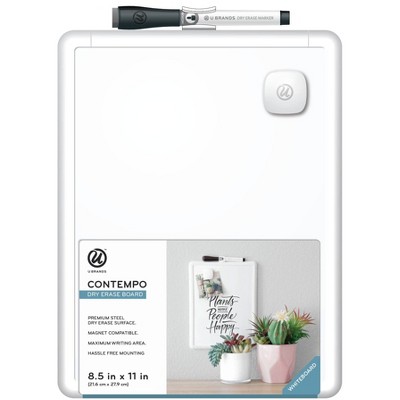 U Brands 8.5"x11" Contempo Magnetic Dry Erase Board White