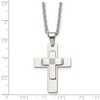Black Bow Jewelry Men's Stainless Steel & CZ Polished Cross Necklace, 22 Inch - 4 of 4