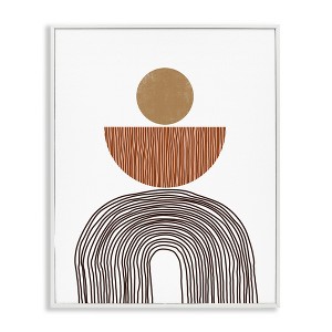 Stupell Industries Boho Shapes Stacked Abstract Round Curves Brown White Framed Giclee Art - 1 of 4