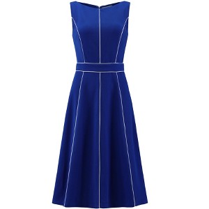 INSPIRE CHIC Women's A-Line Sleeveless Contrast Trim Wear to Work Cocktail Fit and Flare Dress - 1 of 4