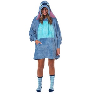 Seven Times Six Disney Stitch Pajamas Women's Pullover Hooded Dorm Sleep Shirt with Socks - 1 of 4