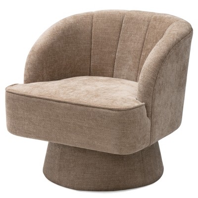 Pellebant Indoor Swivel Barrel Chair Modern 360 Degree Round Swivel Accent Chair Comfortable Upholstered Linen Fabric Swivel Sofa Chair