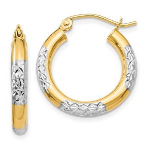 Black Bow Jewelry 14k Gold and Rhodium Diamond Cut Round Hoop Earrings 3 x 20mm (3/4 In) - 1 of 4