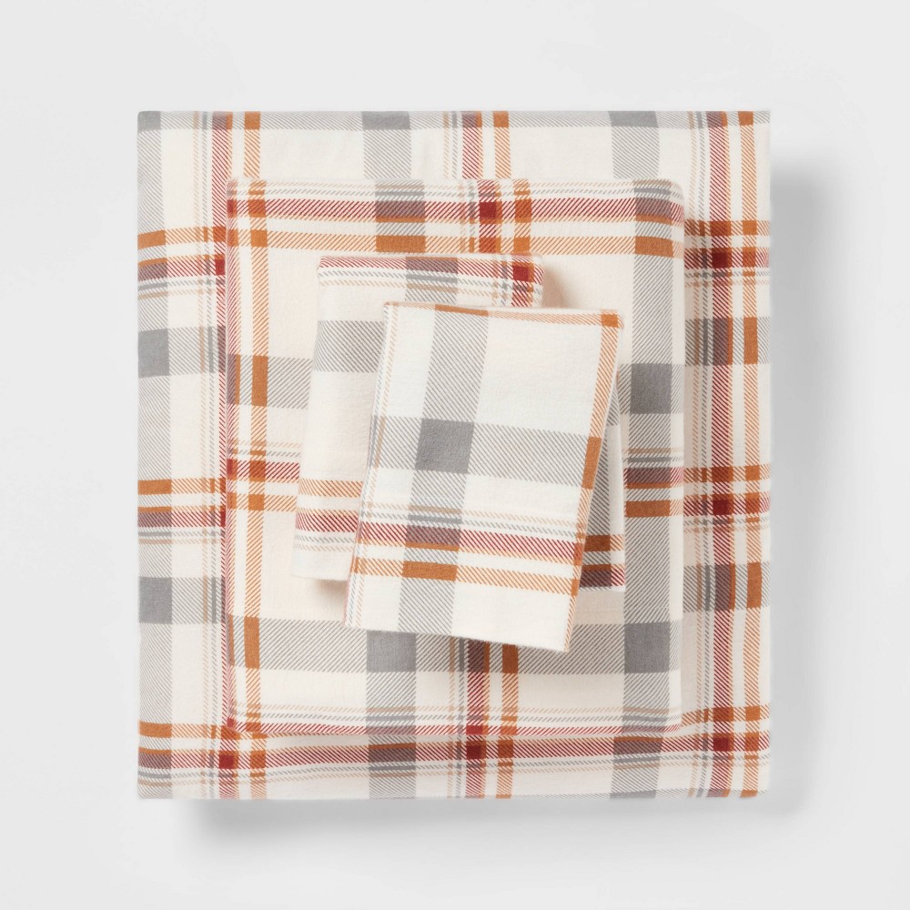 King Fall Flannel Patterned Sheet Set Plaid - Threshold