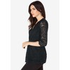 Roaman's Women's Plus Size Surplice Lace Top - 4 of 4