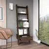 Vynxaria Elegant Bookcase Bull  5 Open Shelves (11.81"H×20.07"W), 1 Drawer (7.44"H×20.07"W), 26.86" Top, Dark Walnut Manufactured Wood - 4 of 4