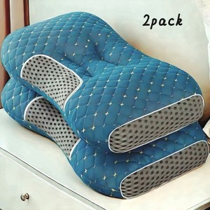 FONTOI 2 Pack Bed Pillow with Removable Cover, All-Season Comfort, Perfect for Home, Hotel, Bed, Blue&Green, 5.5"*5.5"*17" - 1 of 4
