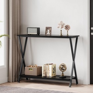 Narrow Console Table, 41" Wide Behind Couch Table, 2 Tier Entryway Tables with Storage Shelf for Living Room - 1 of 4