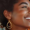 Ross-Simons Italian 18kt Gold Over Sterling Double-Oval Drop Earrings - 2 of 4