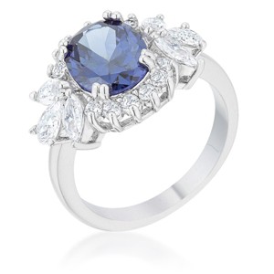 Slickblue 4.2 Ct. Tanzanite CZ Rhodium Classic Ring for Women, Prong Setting, Stunning Blue Color, Sizes 5-10 - 1 of 4