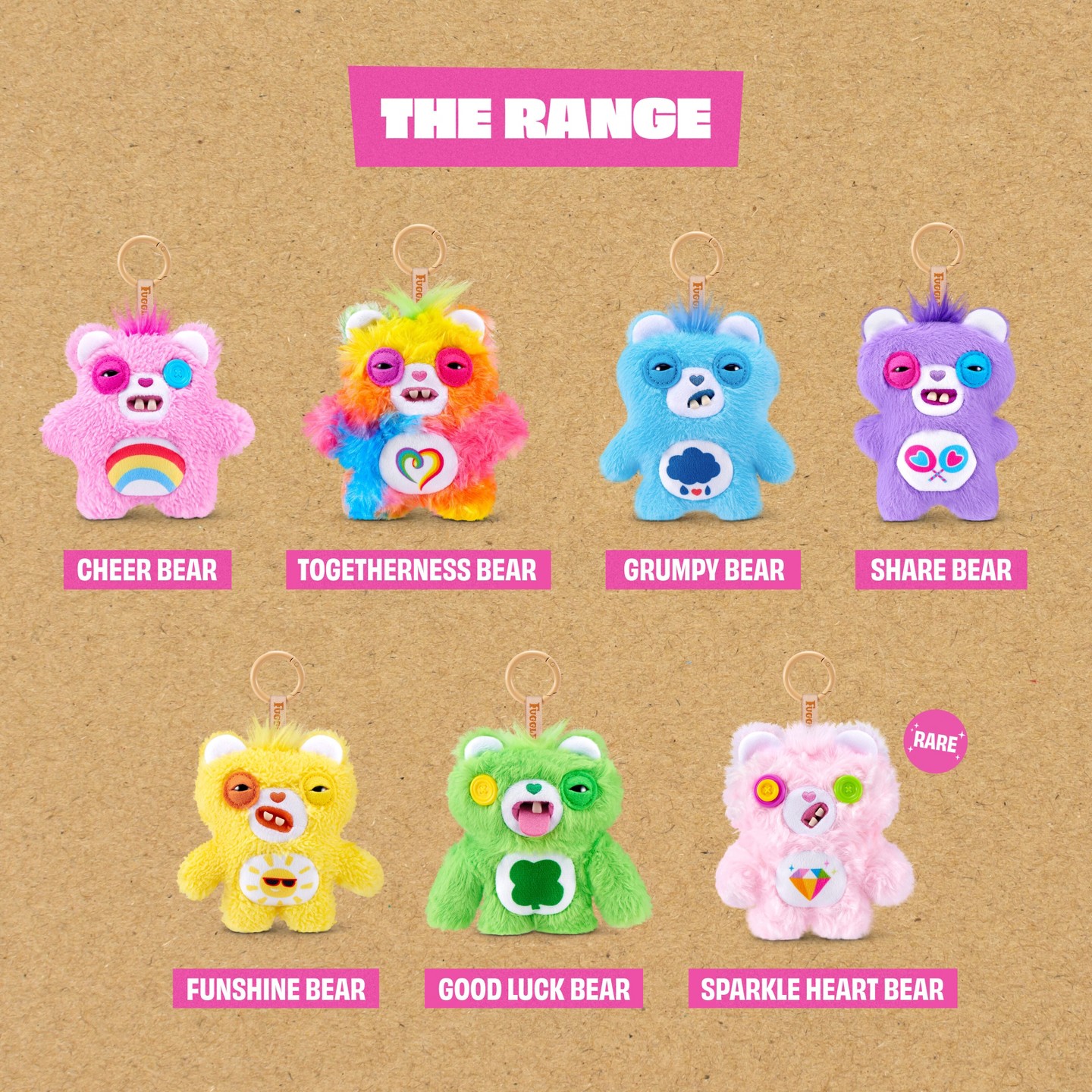 Детские мягкие игрушки Fuggler Care Bears Keyring Charms 5" — фото 6