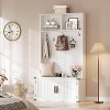 76" Farmhouse Hall Tree w/ Bench & Shoe Storage - 4-in-1 Entryway w/ Coat Rack,5 Tri-Hooks & Adjustable Shelf ,Space-Saving,White - 4 of 4