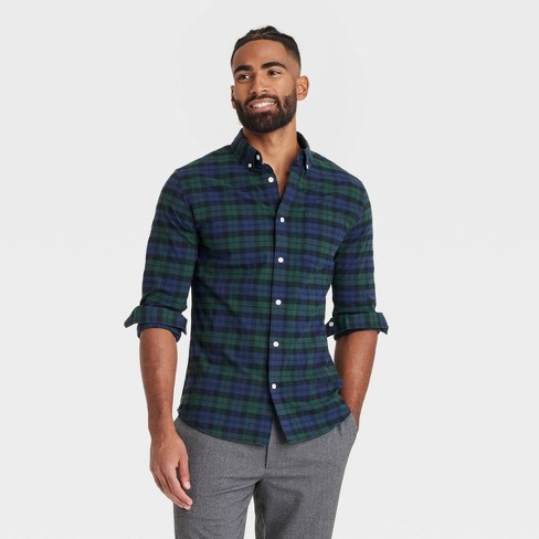 Men's Long Sleeve Plaid Poplin Shirt - Goodfellow & Co™ Blackwatch Xxl ...