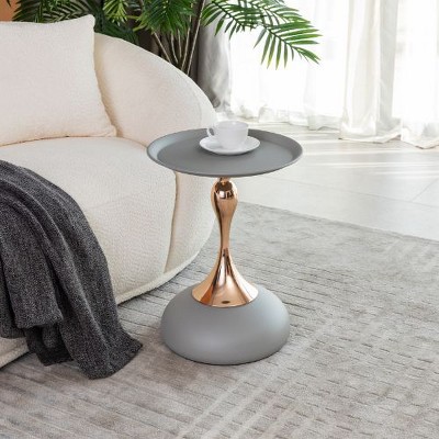 NicBex Mermaid Tail Round End Table Living Room, Metal Pedestal Side Table with Tray Top, Modern Bedroom Nightstand, Small Coffee Table, Small Table