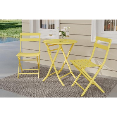 3 Piece Patio Set,Folding Patio Table and Chairs, Folding Outdoor Patio Furniture Sets,Weather Resistant Conversation Set for Yard Garden