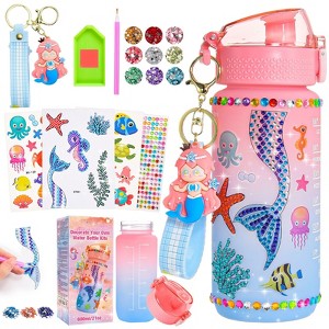 FUNFORFUN Decorate Your Own Water Bottle for Girls, Gifts for 5 6 7 8 9 Year Old Girls, Mermaid Themed Craft Kits for Girls Ages 6-8 - 1 of 4