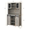 Garvee Coffee Bar Wine Cabinet with Sliding Barn Doors, 70" Tall Farmhouse Kitchen Hutch with Wine & Glasses Rack, for Kitchen, Dining Room - 2 of 4