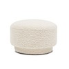 Alilang 15.00 inches Round Boucl e Upholstered Ottoman with Modern Textured Design-White - 2 of 4