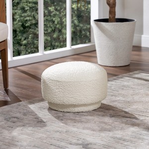 UPHA 15" H Boucle Mushroom shaped Footstool Ottoman for Living Room - 1 of 4