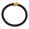 Chisel Stainless Steel Polished Yellow IP-plated Black Leather Flexible Cuff Bangle - 2 of 4
