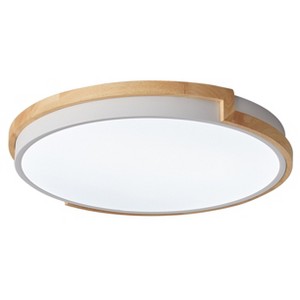 Dewdrop Contemporary Wooden Round Flush Mount Ceiling Lamp, LED Lighting for Kitchen Hallway Living Room - 1 of 4