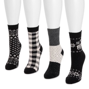 MUK LUKS Women's 4 Pack Holiday Boot Socks - 1 of 3
