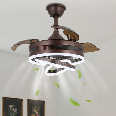 Bella Depot 36" Modern Retractable Ceiling Fan with Dimmable Light and Remote, 6-Speed DIY Light Shade