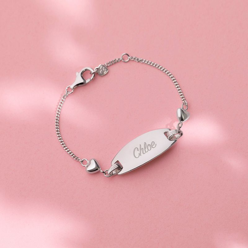 Girl's Heart & Chain ID Bracelet Sterling Silver - In Season Jewelry, 5 of 7