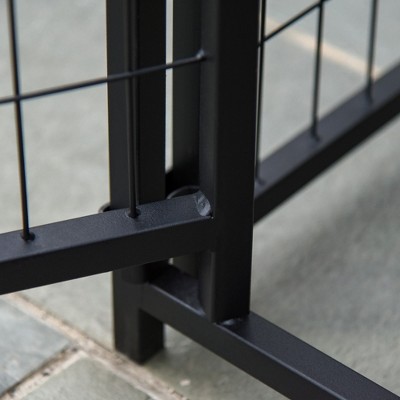 Large Black Steel Outdoor Dog Kennel with UV-Resistant Roof