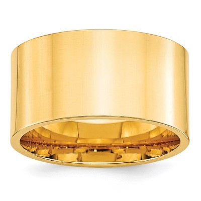 Black Bow Jewelry 12mm 10K White or Yellow Gold Flat Comfort Fit Band