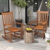 Outsunny Wooden Rocking Chair Set, Curved Armrests, High Back, Slatted Seat Outdoor Rocker Set - 2 of 4
