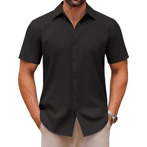 COOFANDY Men's Casual Button Down Shirts Short Sleeve Summer Untucked Dress Shirts - 1 of 4