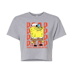 Women's - SpongeBob SquarePants - People Order Our Patties Cropped Graphic T-Shirt - 1 of 4