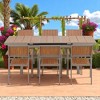 Outdoor Dining Set - Extendable Table (62.9" to 82.6") with 6 Chairs, Plastic Wood & Iron Frame, Flexible Layout for Backyard, Patio, and Garden Use - 2 of 4
