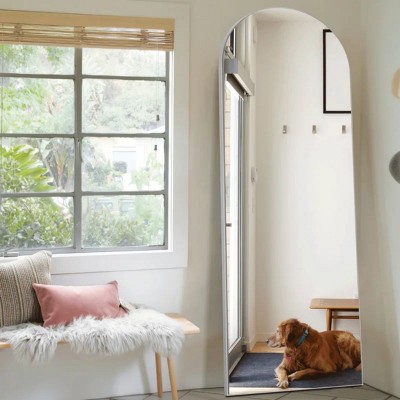 Yeddi 27"X 71" Oversized Arched Black Full Length Mirror Arched Wall Mirror,Extra Large Full Length Mirror,Floor Body Mirror With Stand-The Pop Home