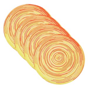 Unique Bargains Woven Braided Washable Decorative Round Placemat 4 Pcs - 1 of 4