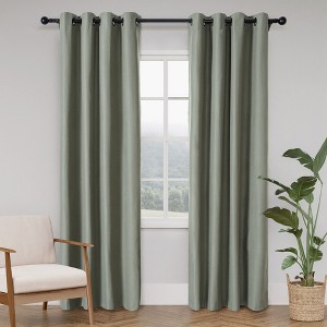 Awesome Home  Soft Cotton Feel Twill Polyester Blackout Grommet Pair (2 panels) - 1 of 4