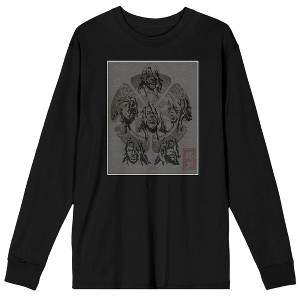 Yasuke Faces Men's Black Long Sleeve Shirt - 1 of 2