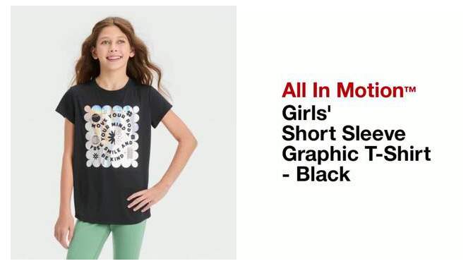 Girls&#39; Short Sleeve Graphic T-Shirt - All In Motion™ Black, 2 of 5, play video