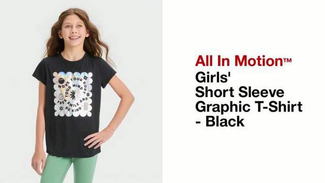 Girls&#39; Short Sleeve Graphic T-Shirt - All In Motion™ Black, 2 of 5, play video