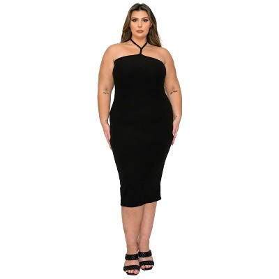 L I V D Women's Sienna Tie Neck Rib Dress