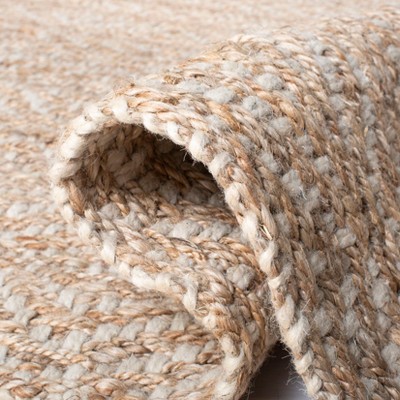 Ivory Natural Fiber 7' x 7' Square Hand-Knotted Rug