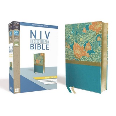 NIV, Thinline Bible, Giant Print, Imitation Leather, Blue, Red Letter Edition - Large Print by  Zondervan (Leather Bound)