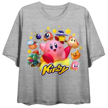 Kirby Classic Video Game Characters Women's Heather Grey Crop Top
