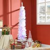 HOMCOM 5ft Tall Pencil Prelit Artificial Christmas Tree Holiday Décor with 250 Colorful Surface Branches, 150 Colorful LED Lights, White - 2 of 4