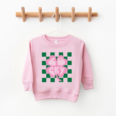 The Juniper Shop Lucky Clover Checkered Toddler Graphic Sweatshirt