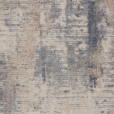 Abstract Urban Loft 26" Handmade Synthetic Runner Rug in Beige/Grey