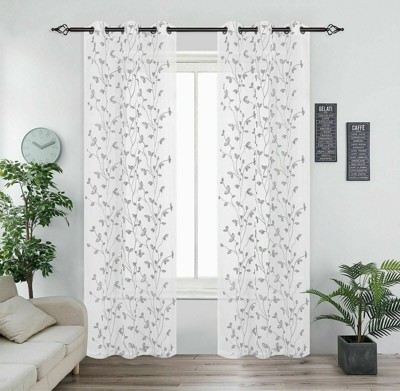 Kate Aurora 2 Pack Floral Leaf Embroidered Grommet Sheer Curtains : Target