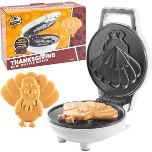 Waffle Wow Turkey Mini Waffle Maker - Make Breakfast Special for Kids & Adults, 4" Waffler Iron Electric Nonstick Appliance - Recipes Included - 1 of 4